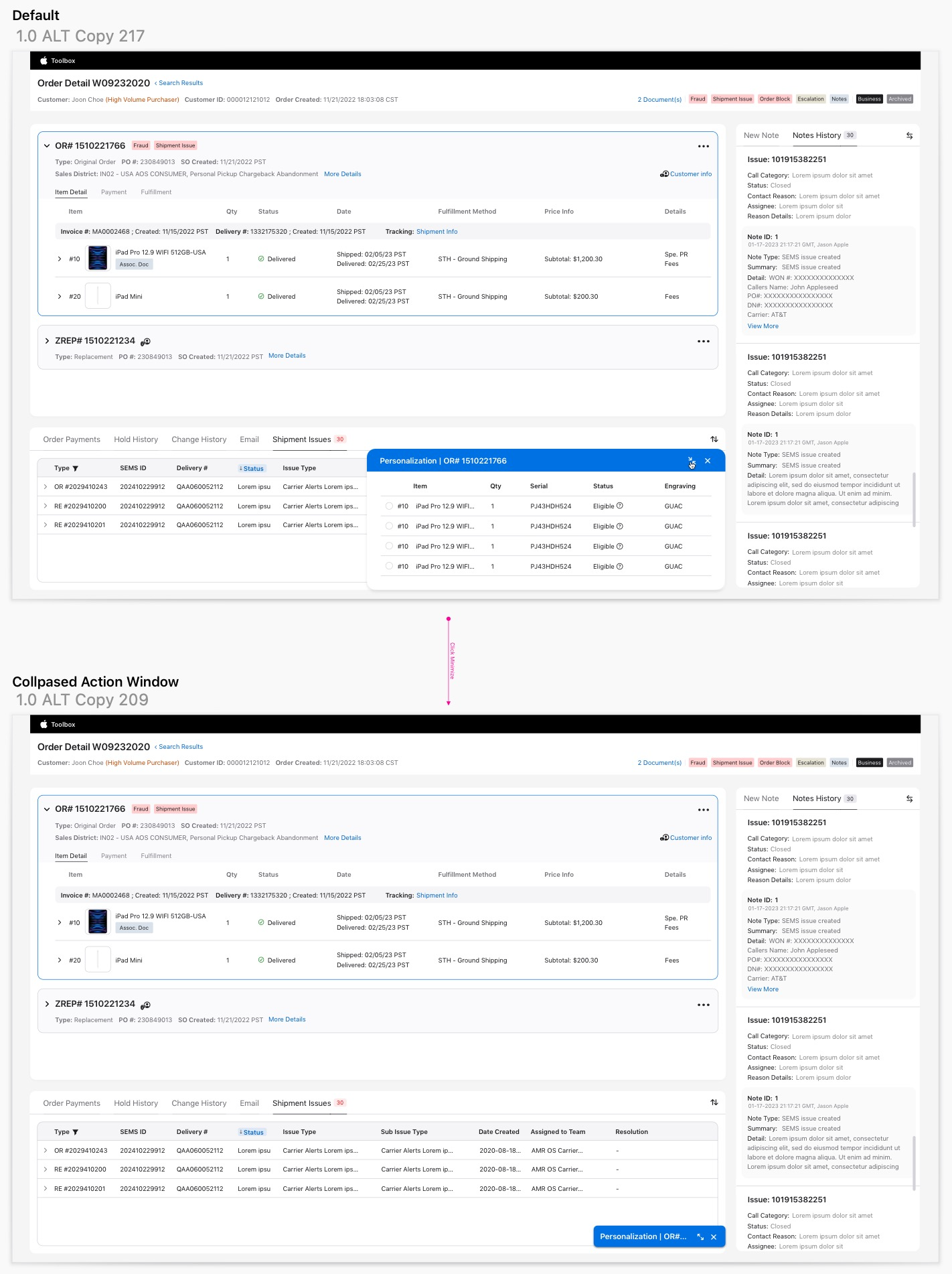 Diagram of the standardized action pattern used across fulfillment, payments, trade-ins, and returns