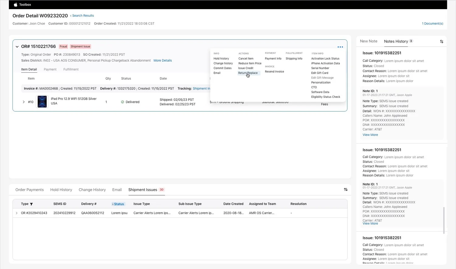 Screen from the redesigned Apple Toolbox returns flow