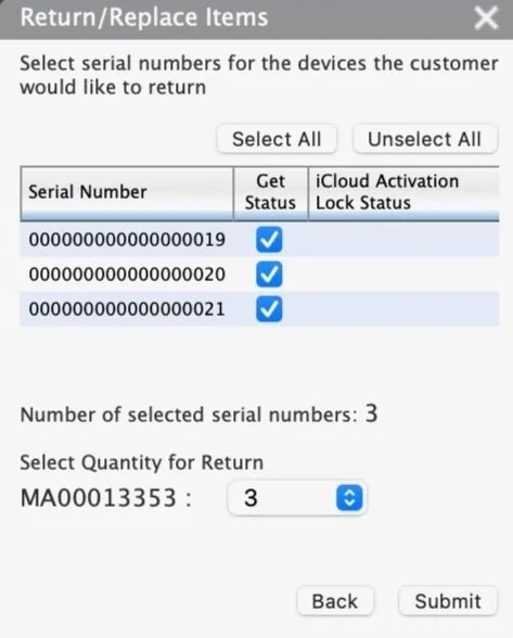 Same serial number selection step in the new design, streamlined